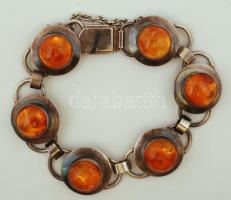 Ezüst és borostyán karlánc / Silver and amber bracelet br: 29,2 g