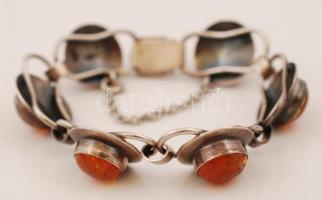 Ezüst és borostyán karlánc / Silver and amber bracelet br: 29,2 g
