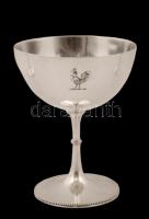 Ezüst fagylaltos kehely,  Scheffild (1901-07), 3db ebből egy kakas díszítéssel,  Ag., nettó összsúly...