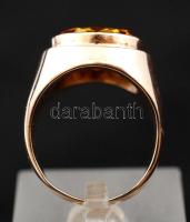 Arany,  citrin köves gyűrű, Au., 14K,bruttó: 8,7gr., jelzett,  méret: 58 / Gold, citrine stone ring, 14K Au, gross: 8,7gr, marked, size: 58