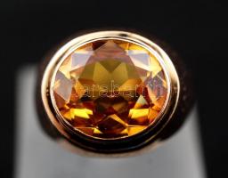 Arany,  citrin köves gyűrű, Au., 14K,bruttó: 8,7gr., jelzett,  méret: 58 / Gold, citrine stone ring,...