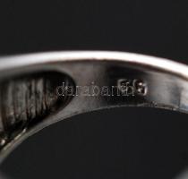 Ezüst gyűrű kővel, Ag., bruttó: 8,9gr., jelzés nélkül,  méret:55 /Silver ring with stone, Ag, gross....