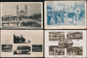 5 db RÉGI, fekete-fehér képeslap, városképes és motívum lapok, erdélyi települések és katonai lap, v...