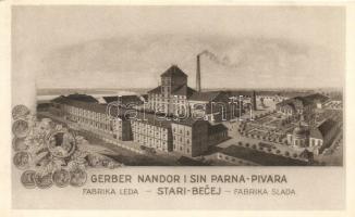 Óbecse, Becej; Gerber Nándor és fia sörgyára / Gerber and son steam-brewery, beer, factory