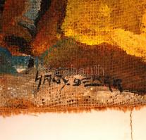 Nagy jelzéssel: Utca részlet. Olaj, zsákvászon, 64×94 cm