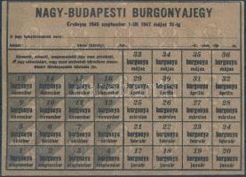 Budapest 1946. "Nagy-Budapesti Burgonyajegy" ívben, kitöltetlen + "Nagy-Budapesti Sza...