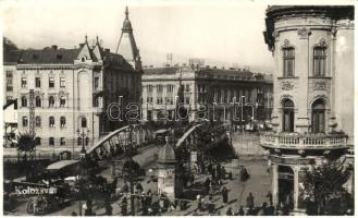 Kolozsvár, Cluj; Horthy Miklós út, híd, Arthur Heilper üzlete / street, bridge, shop
