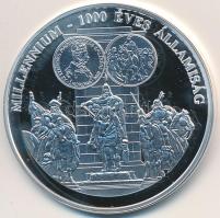 DN "A magyar pénz krónikája - Millenium - 1000 éves a magyar államiság" Ag emlékérem tanúsítvánnyal (20g/0.999/38,61mm) T:PP kis fo.