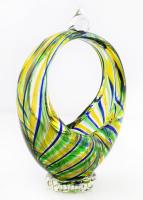 Színes üveg kosár, hibátlan, m: 22 cm