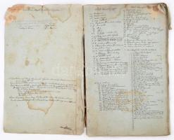 cca 1830-1850 Pápa, nagyméretű füzet különféle vegyes feljegyzésekkel: bérbeadási, eladási feljegyzé...