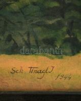 Tinagl jelzéssel: Erdő részlet. Akvarell, papír, üvegezett keretben, 29×41 cm