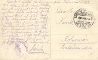 1916 A 12. Honvéd gyalogezred ezredese, Kontz Sándor által küldött képeslap, valószínűleg a Berestia...