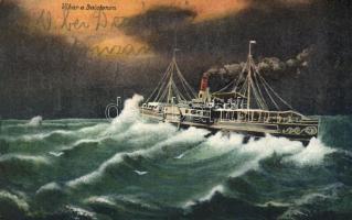 Balaton, Vihar a tavon, gőzhajó (EK)