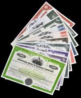 Amerikai Egyesült Államok 1967-1980. 10db klf részvény perforációval, bélyegzésekkel, lyukasztással ...