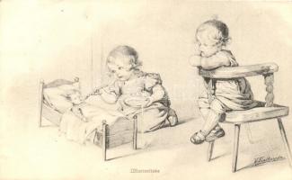 Mutterliebe / Children, Wohlgemuth & Lissner Primus Postkarte No. 1187. s: W. Fialkowska