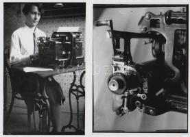 cca 1930 Írásra és fényképezésre ihlető írógép, 2 db korabeli negatívról készült modern nagyítások, 13x18 cm