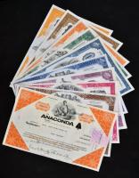 Amerikai Egyesült Államok 1965-1989. 10db klf részvény perforációval, bélyegzésekkel, lyukasztással ...