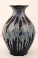 Bod Éva (1924-2004): Padló váza, csurgatott mázas, jelzett, hibátlan, m:38 cm