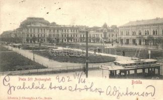 Braila, Ibrail; Piata Stii Archangheli / Archangel square, tram (EK)