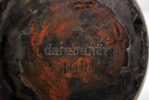 Badár Erzsi, Simon Sándorné (1889-1985.): Füles váza, mázas kerámia, apró lepattanással, jelzett, m:...