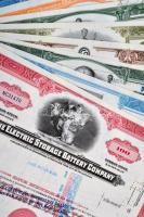 Amerikai Egyesült Államok 1963-1977. 10db klf részvény perforációval, bélyegzésekkel, lyukasztással érvénytelenítve T:I-III  USA 1963-1977. 10pcs of diff shares, with perforations, stamps, cancelled by holes C:UNC-F