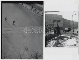 cca 1930 és 1950 Budapest, Közlekedést irányító rendőrök, 2 db korabeli negatívról készült modern nagyítások, 15x10 cm és 18x13 cm