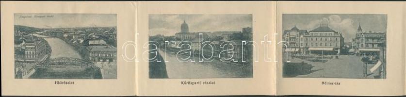 Nagyvárad, Oradea; Kőrös, híd, zsinagóga, hibás leporellolap / river, bridge, synagouge; damaged lep...