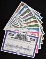 Amerikai Egyesült Államok 1962-1976. 10db klf részvény perforációval, bélyegzésekkel, lyukasztással ...