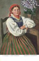 Polish folklore from Sieradz, girl from Dzigorzew s: Fl. Piekarski