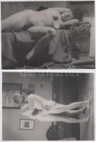 cca 1930 A legénylakás titkos vendége, 4 db finoman erotikus fénykép, későbbi nagyítások, 14x17 cm / 4 erotic photos, 14x17 cm