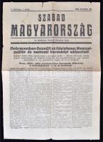 1944 Szabad Magyarország. Az Ideiglenes Nemzeti Kormány lapja. 1. évf. 1. sz., (dec. 25.), érdekes írásokkal, 2 p.