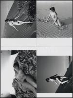 cca 1975 Több helyszín, több lány, 13 db korabeli, finoman erotikus negatívról készült modern nagyítás 10x15 cm-es fotópapírra / 13 erotic photos, 10x15 cm