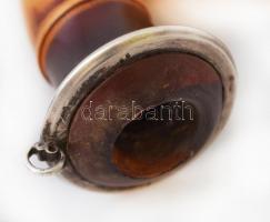 XIX. sz. vége: Adler Fülöp és fia. Ezüst szerelékes, jelzett tajtékpipa, bőr tokkal, rajta, szerencs...