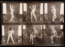 cca 1968 Hat +1 kép az első fotózásról, 6 db finoman erotikus felvétel 2 db 13x18 cm-es fotópapíron ...