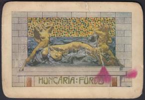 cca 1910 Névre szóló, szecessziós szabadúszó oklevél a Hungária Fürdőbe, enyhe töréssel