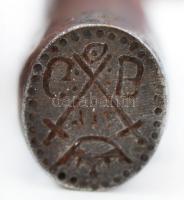cca 1712 Koronát és kardot ábrázoló GB moogramos bronz pecsétnyomó / cca 1712 Bronze seal maker with...