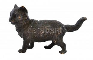 cca 1900 Jelzett bécsi bronz macska figura / cca 1900 Vienna, signed bronze cat figure 12x8 cm