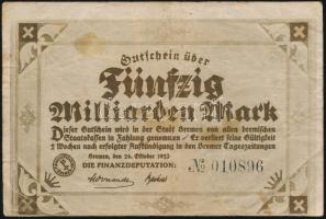 Németország / Weimari Köztársaság / Bréma 1923. 5db klf szükségpénz T:III,III-
Germany / Weimar Rep...