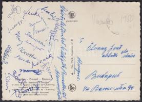 1950 A Vasas SC tagjainak aláírásai Brüsszelből küldött levelezőlapon