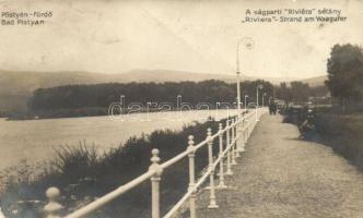 Pöstyén-fürdő, Piestany; Vág parti Riviéra sétány / river promenade  (fa)