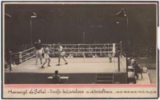 1936 Harangi és Seilel svájci küzdelme a döntőben, fotó kartonra ragasztva, 13x20cm