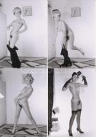 cca 1970 A kalaphoz ragaszkodtak, 8 db korabeli, finoman erotikus negatívról készült modern nagyítás, 13x9 cm / 8 erotic photos, 13x9 cm