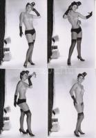 cca 1970 A kalaphoz ragaszkodtak, 8 db korabeli, finoman erotikus negatívról készült modern nagyítás...