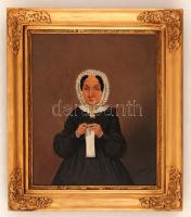 Unger jelzéssel: Idős hölgy portréja. Olaj, fa tábla, keretben, restaurált, 28×24 cm