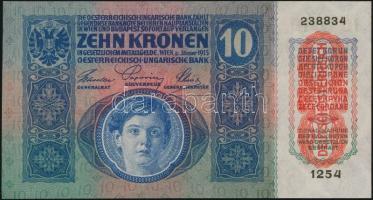 1915. 10K piros "DEUTSCHÖSTERREICH" felülbélyegzéssel T:I- hajtatlan