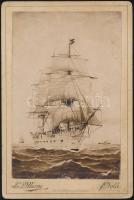 cca 1900 S.M.S. Duna hajó, L. Mioni, Pola, keményhátú fotó, 9x14cm