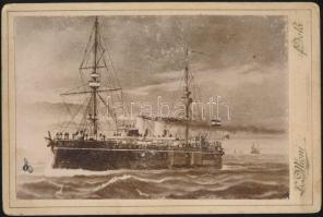 cca 1913 Az SMS Tegetthoff az K. u. k. haditengerészet Tegetthoff-osztályú csatahajója, L. Mioni, Pola, keményhátú fotó, 9x14cm