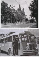 cca 1930 és 1960 Különböző autóbuszok különböző korokból, 3 db korabeli negatív modern nagyítása, 13x18 cm és 10x15 cm közötti méretekben