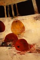 Somogyi-Soma László (1927-2004): Gyümölcsök az asztalon. Olaj, farost, jelzett, keretben, 60×80 cm