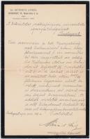 1902 Münnich Aurél (1856-1906) országgyűlési képviselő, Budapest díszpolgárának a fővárosi vízműveknek címzett, kézzel írt levele fejléces papíron ingatlanvásárlás és a vízdíj azzal járó átíratása tárgyában